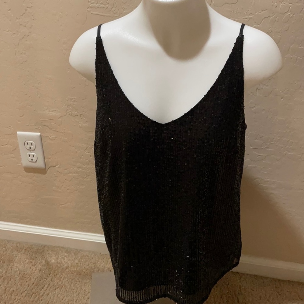 Black adjustable sequined cami! Brand new!